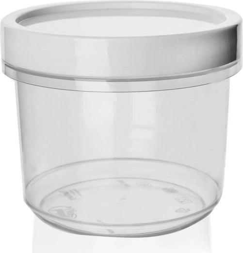Műanyag, kerek, élelmiszer-tároló doboz tömítéssel és csavaros tetővel, 940 ml