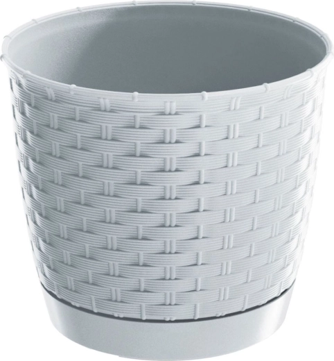 Ratolla Round virágcserép 25 cm, fehér, rattan hatással