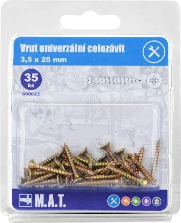 Univerzális, teljes menetes facsavarok 3,5 × 25 mm, horganyzott (35 db)