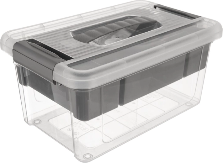 Stormax multi téglalap alakú tárolódoboz 5 l, szürke betéttel
