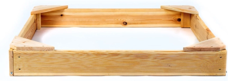 Fa négyzet alakú kis homokozó 100 × 100 cm