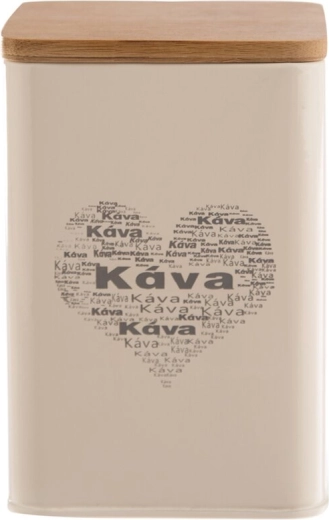 Bádog és fa kávésdoboz szív motívummal