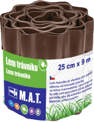 Műanyag gyepszegély 25 × 900 cm, barna