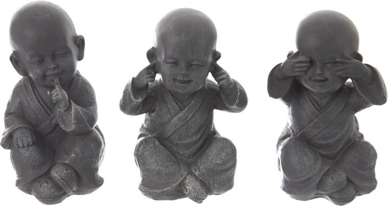 Dekoratív Buddha szobrocska polystone-ból 15 cm (3 változat)