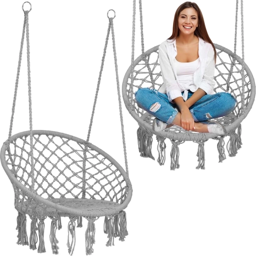 Bohó stílusú függőfotel, szürke