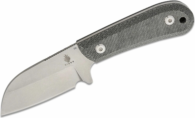 Kizer Deckhand Grey fix kés 7,5 cm, stonewash, fekete Micarta, Kydex tok