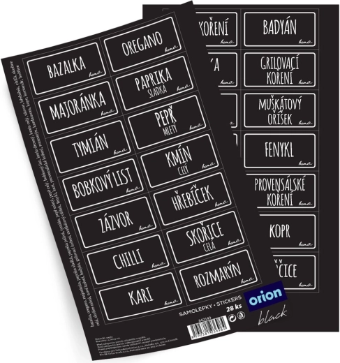 Black tárolódoboz-matricák – téglalap 28 db CZ