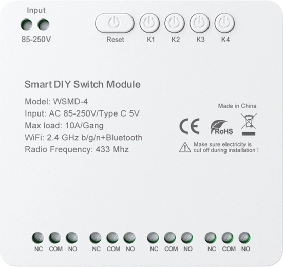AVATTO intelligens négyszeres kapcsolómodul barkácsolóknak 250 V