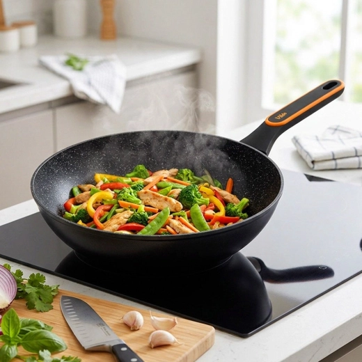 Mély wok forma stir-fry-hoz, húsokhoz és tésztákhoz