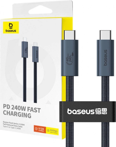 USB‑C kábel BASEUS Flash 240 W, 1 m, fonott, 40 Gbps