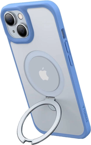 Torras Ostand Matte tok mágneses gyűrűvel iPhone 15-höz (sötétkék)