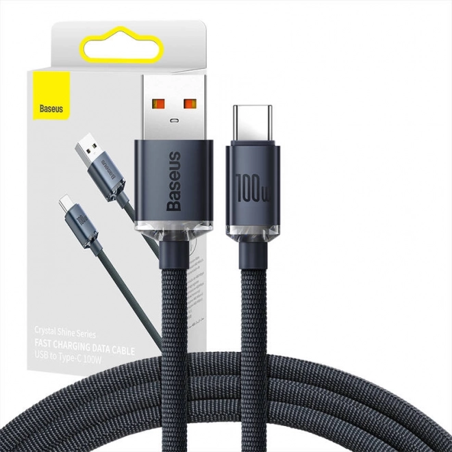 Baseus Crystal Shine USB–USB‑C kábel 100 W 2 m – fekete