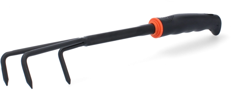 Kerti kézi kultivátor háromágú kapával, fekete, 31 × 7 × 6,5 cm