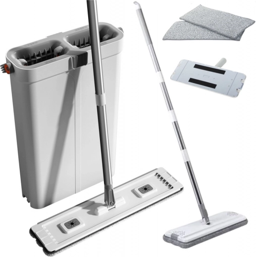 Lapos felmosó és kétrekeszes mikroszálas vödör takarítókészlet