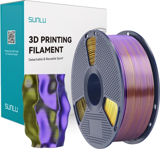 Sunlu PLA+ Silk háromszínű filament fekete/arany/lila