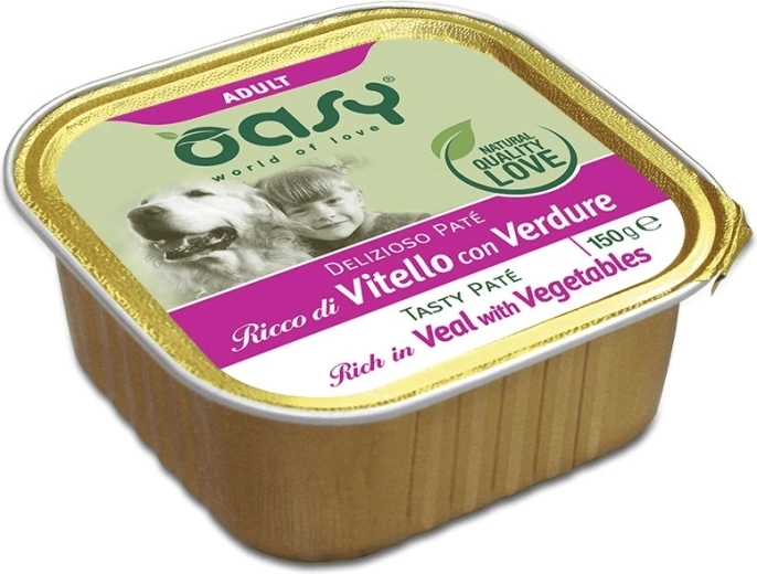 Oasy Tasty Pástétom felnőtt kutyáknak borjúhússal és zöldségekkel 150 g