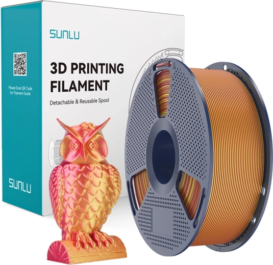 Sunlu PLA+ selyem két színű 3D nyomtató filament (piros/arany)