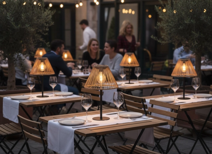 Hangulatos fény kültéri étkezéshez