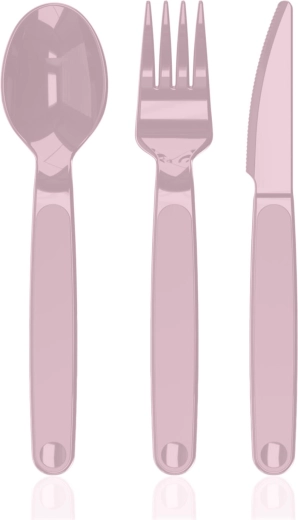 3 darabos CULINARIA műanyag evőeszköz készlet, rózsaszín