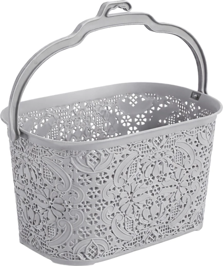 Függesztett csipesztartó kosár 22 × 14,5 × 13,5 cm, műanyag, világosszürke