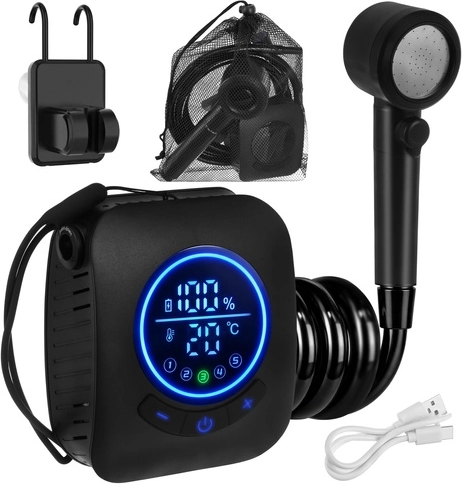 LED-kijelző: a vízhőmérséklet és a töltöttségi szint kézben tartva