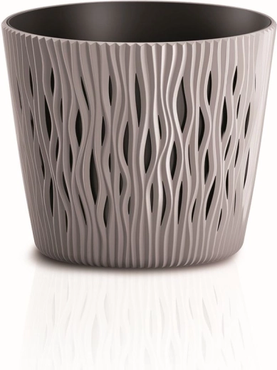 Sandy Round virágtartó betéttel, 26,2 cm, mokka
