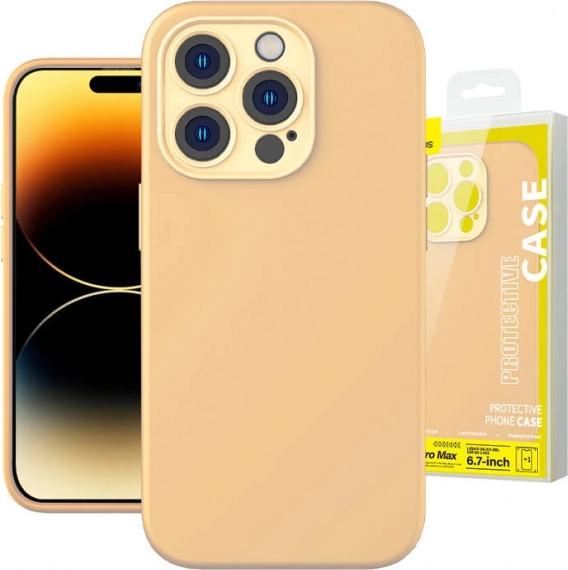 Baseus Liquid Silica Gel tok iPhone 14 Pro Max-hoz + edzett üveg és tisztítókészlet – Sunglow