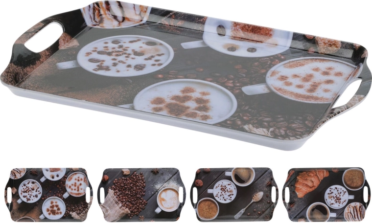 Melamin tálca Kávé 38 × 23 cm – vegyes dekor