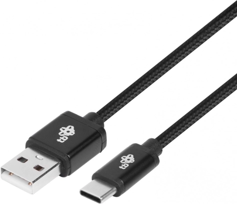 Textil bevonatú USB-A – USB-C kábel, 1,5 m, fekete