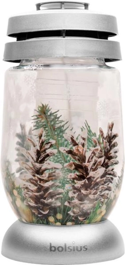 Bolsius ezüst fenyő mintás sírlámpás 22 cm - 1 db