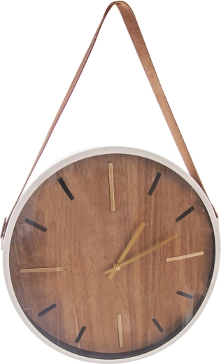 Bézs falióra fából és fémből, 38 cm