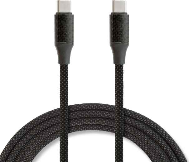 Mágneses fonott USB-C kábel, USB-C–USB-C, 1 m, 60 W, fekete