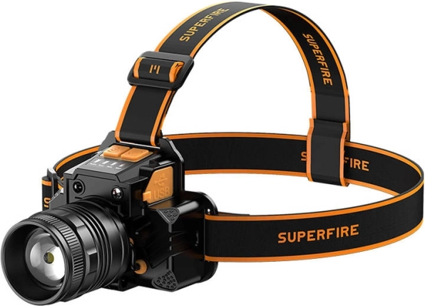 Superfire 350 lm fejlámpa USB-töltéssel és powerbankkal