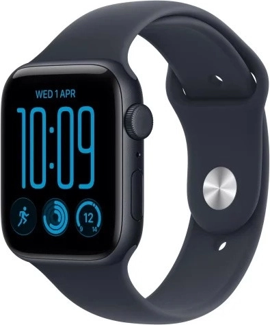 Apple Watch SE 3 GPS + Cellular 40 mm, éjfekete alumíniumtok, sötétkék sportpánt S/M