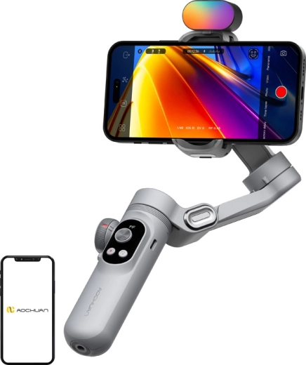 Aochuan Smart X Pro 3 tengelyes mobilstabilizátor RGB fénnyel (szürke)