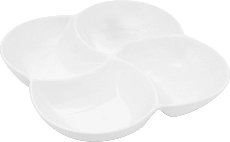 Regular porcelán osztott kínálótál 4 rekesszel, 26,5 cm, krémszínű