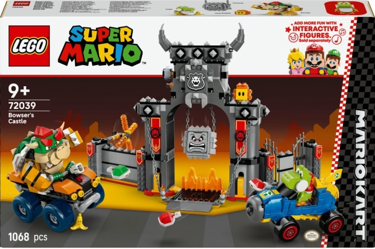 lego super mario mario kart – bowser vára versenykészlet