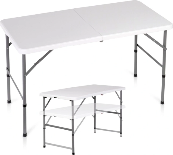 Vilde összecsukható cateringasztal 2 az 1-ben, fehér, 120 × 60 cm, magasság 49/73,5 cm