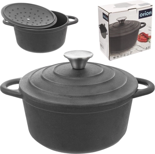Orion Litina öntöttvas fazék fedővel, 20 cm, 2,7 l