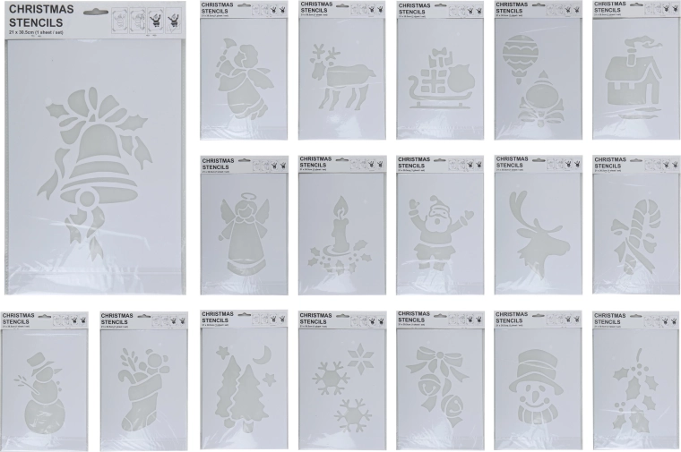 Karácsonyi PVC sablon 35 × 22 cm, fehér, vegyes dekorok
