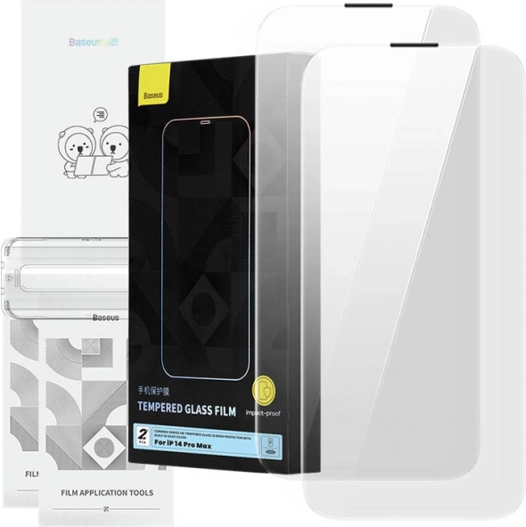 BASEUS Corning edzett üveg porvédő szűrővel iPhone 14 Pro Maxhoz