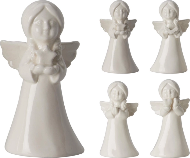 Porcelán angyal 11 cm – fehér dekoráció