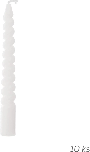 Dekoratív csavart fehér gyertyák 10 cm, 10 db