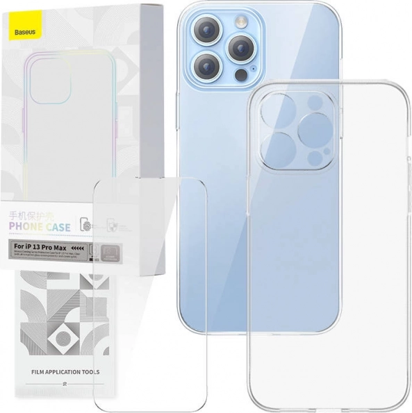Átlátszó tok és edzett üveg BASEUS Corning iPhone 13 Pro Max-hoz