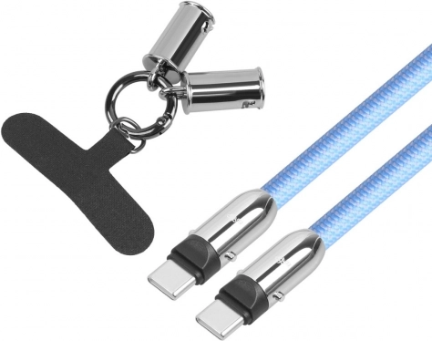 Kék USB‑C kábel 2 az 1-ben nyakpánttal, 1 m