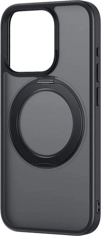 Mágneses tok beépített állvánnyal és üveggel iPhone 15 Pro-hoz – Baseus SkyRing (fekete)
