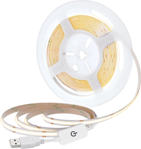 Solight LED COB szalag 5 m meleg fehér 3000 K USB kapcsolóval 8 mm