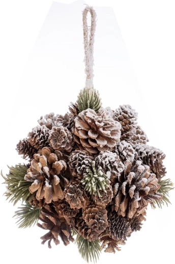 Hóhatású tobozgömb függődísz 16 cm