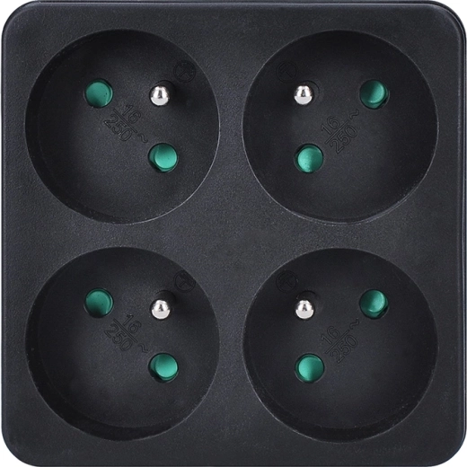Solight négyszeres elosztó 4× 10 A, fekete