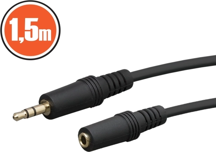 Jack 3,5 mm-es hosszabbító audiokábel, 1,5 m, fekete